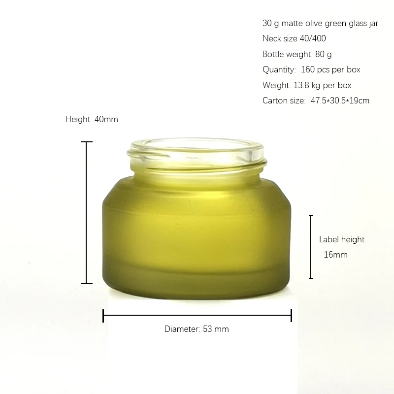 Inclined shoulder cosmetic glass container 30 ml face cream jar colored 30 gm glass jar with bamboo lid