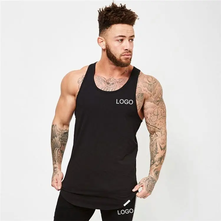 Мужская Облегающая майка, эластичная Повседневная дышащая хлопковая однотонная майка, мужской Активный жилет, майка для фитнеса