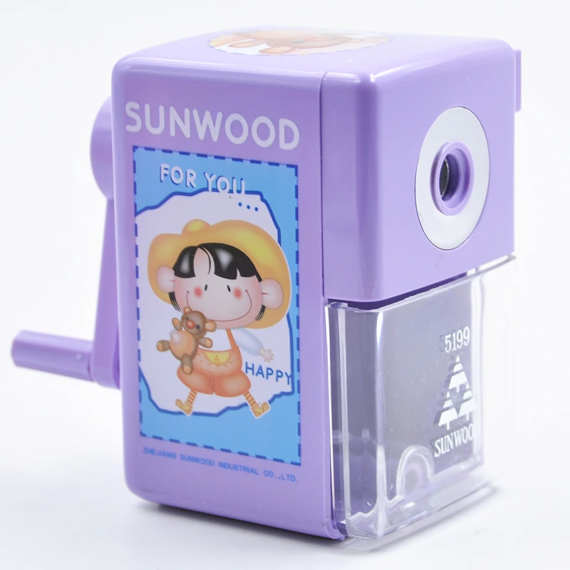 SUNWOOD Manual Pencil Sharpener Machine Plastic for Classroom Kids School Office and Teacher Supplies 5199 Purple