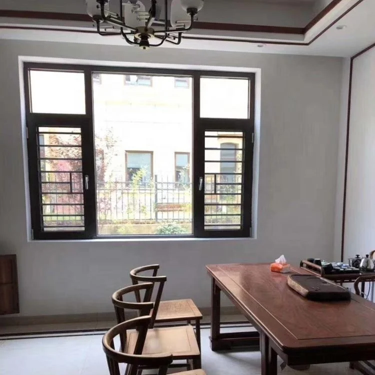 
bronze burglar proof black aluminum fixed mesh window with net and sub frame 