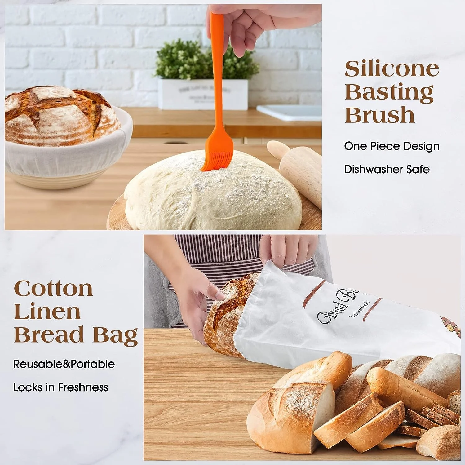 Orange Style Fermentation basket Bread Proofing Basket Set sourdough proofing basket with Bread Sling Danish Whisk Bread Lame