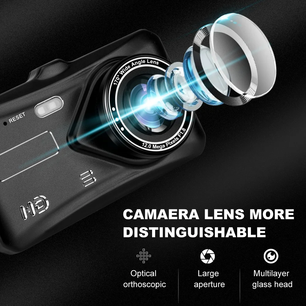 Full HD 1080P radar detector dash camera car dvr G-sensor dual lens front and car interior car camera gps carblackbox