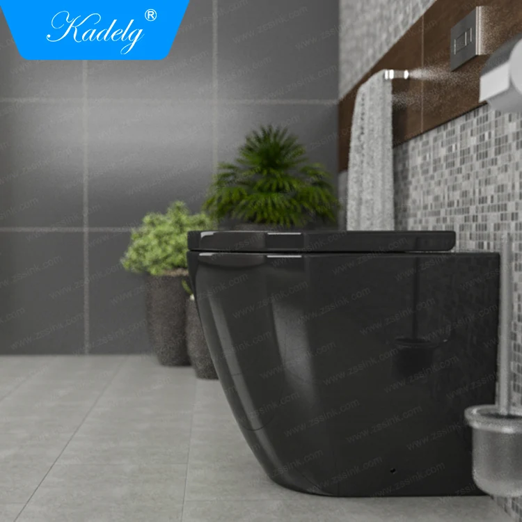 Low MOQ Back To Wall Mounted Toilet Rimless Black Ceramic Wc Toilet Set