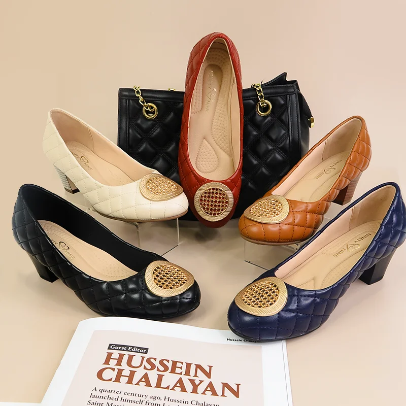 2021 new arrivals woman embroidery designer sapatos shoes footwear ladies buckle women chunky chaussures femmes heels for women