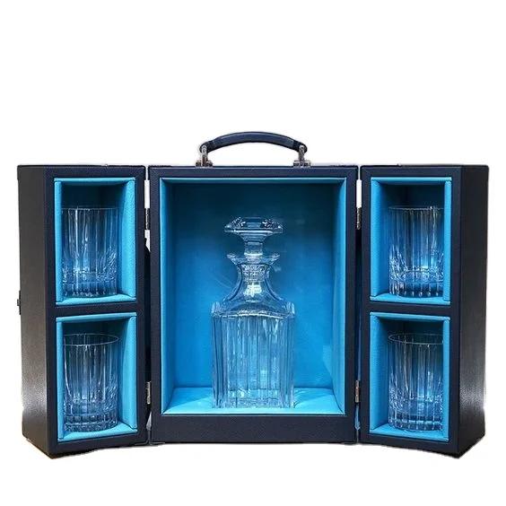 Индивидуальные кожаные стеклянные аксессуары в европейском стиле, винтажные двухместные сосны, 3 литра, деревянные коробки для вина, коробка для виски, шампанского