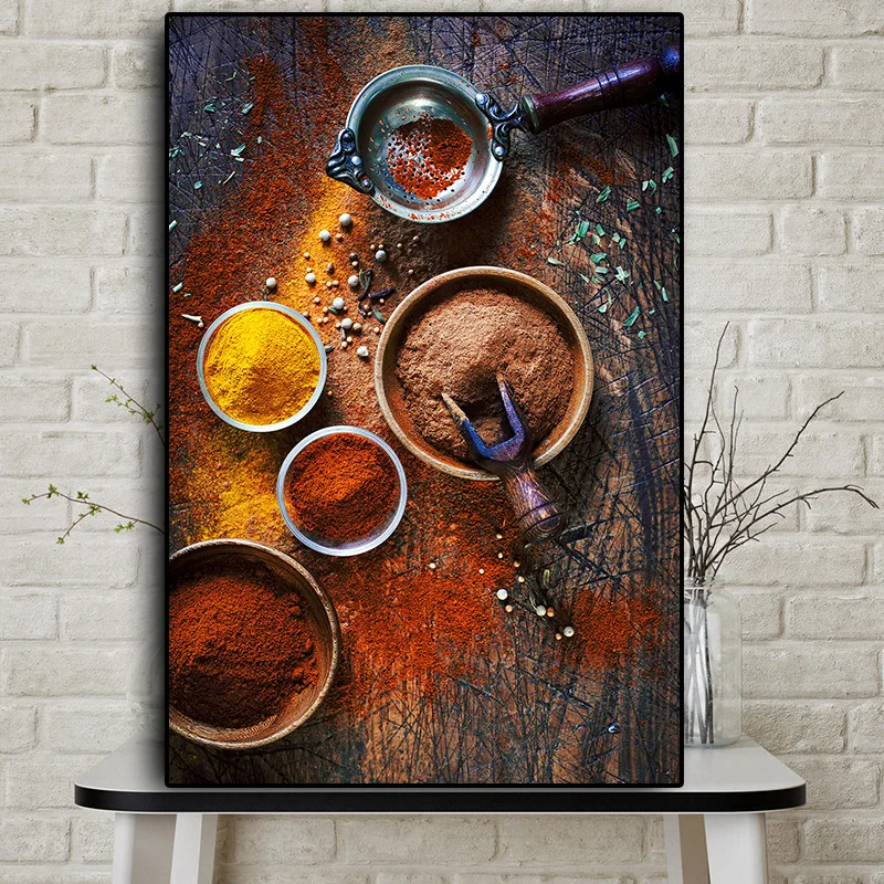 Grains Spices Peppers Cooking Canvas Painting Cuadros Scandinavian Posters and Prints Wall Art Food Picture for Kitchen Room