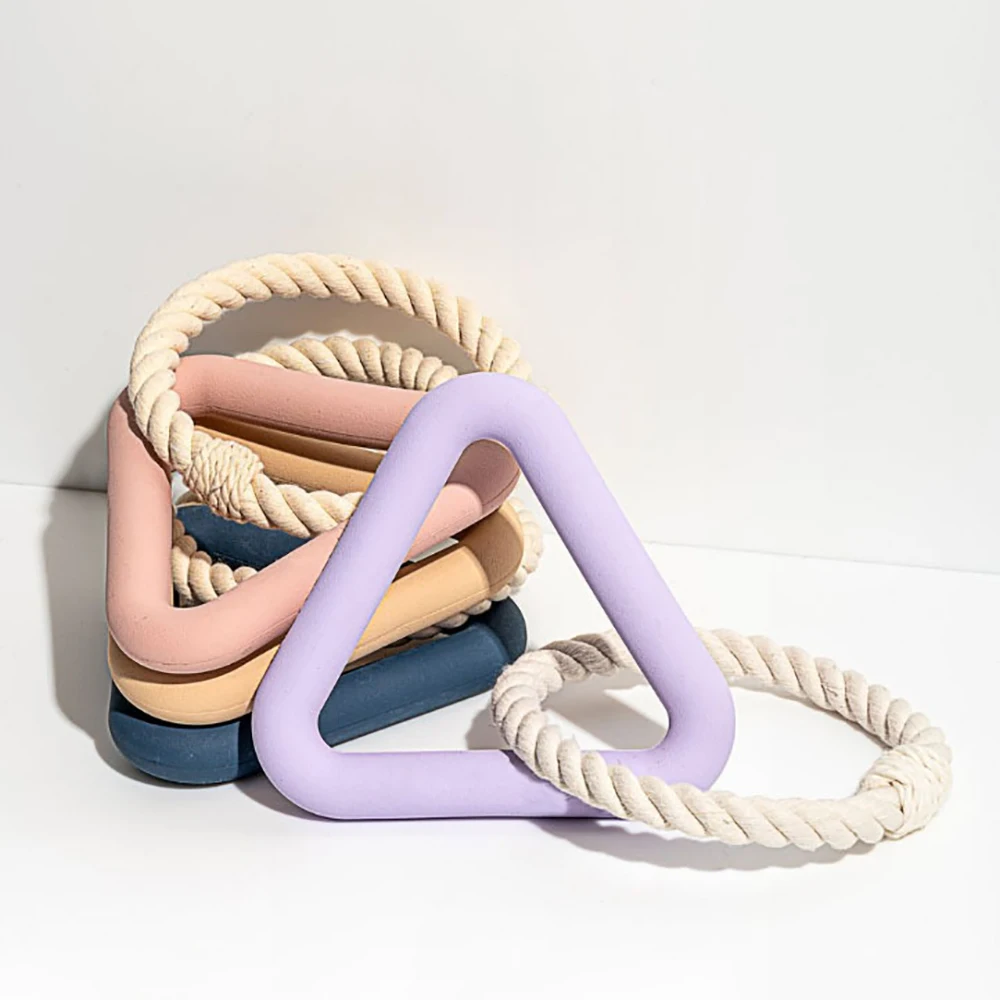 Triangle Tug Pet Dog Toy bite resistant TPR Material Durable Pet Dog Interactive Chew Rope Toy for Medium and Large Breeds