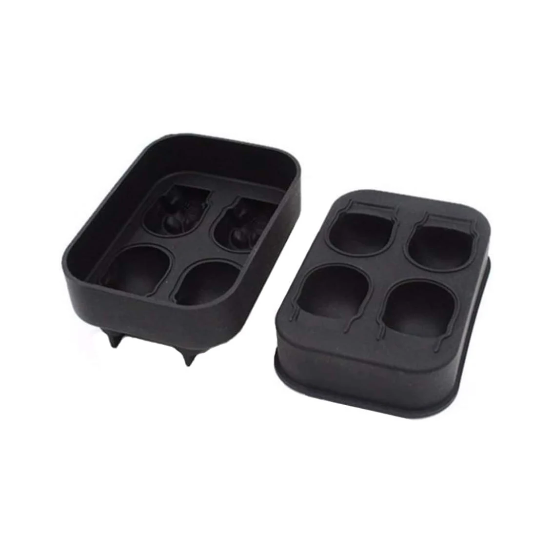 Ice Cube Tray 3D Skull Ice Mold Easy Release Silicone mold 4 Cute and Funny Ice Skull for Whiskey Cocktails and Juice Beverage