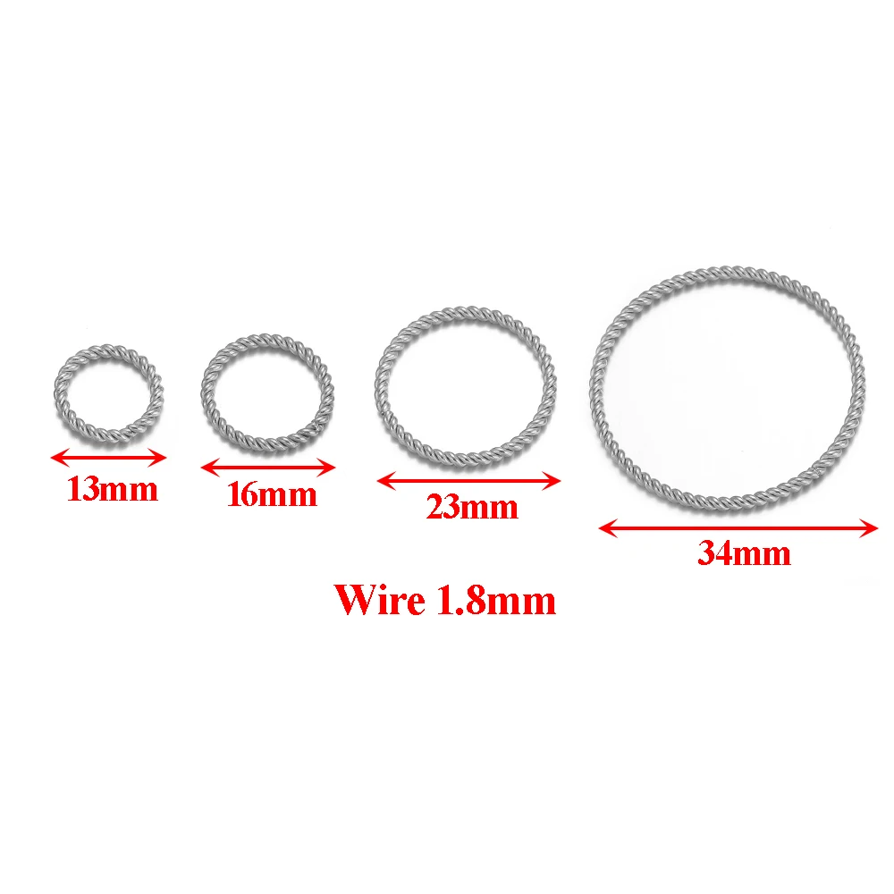 20pcs Stainless SteelSpiral Round Twisted Big Circles Ear Wire Hoops Pendant Connectors for DIY Jewelry Earrings Making Findings