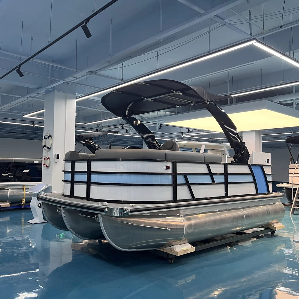 Customized Size Aluminum Pontoon Boat Water Sport Pontoon For Party and Traveling