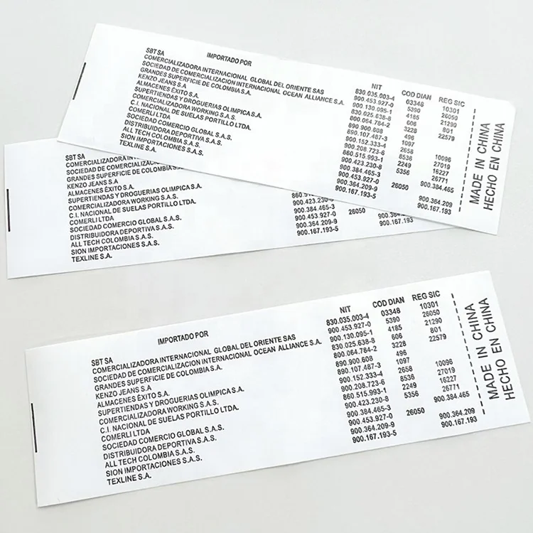 Sewing Custom Logo 100% Polyester Printed Damask Washed Care Contents Labels For Various Types Of Clothing