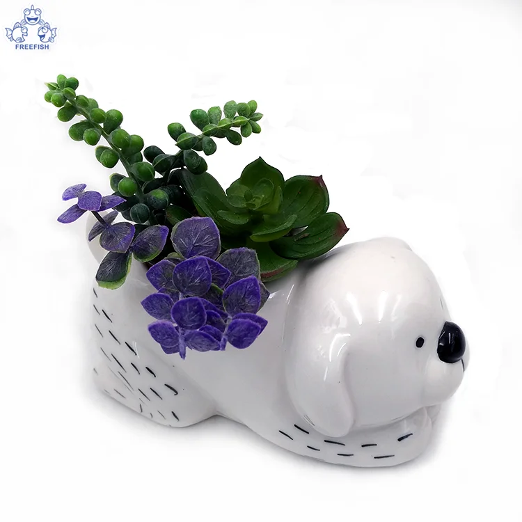 Animal Ceramic Succulent Planters/ Small Cactus Pots with Drainage Hole Cute Gift Backyard Animals