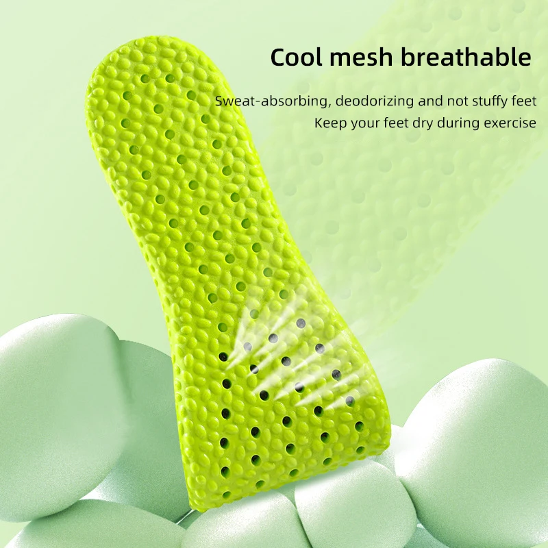 Memory Foam Soft Breathable Anti Sweat Shock Absorbing  Wormwood Deodorant Sports Insoles   for Women and Men