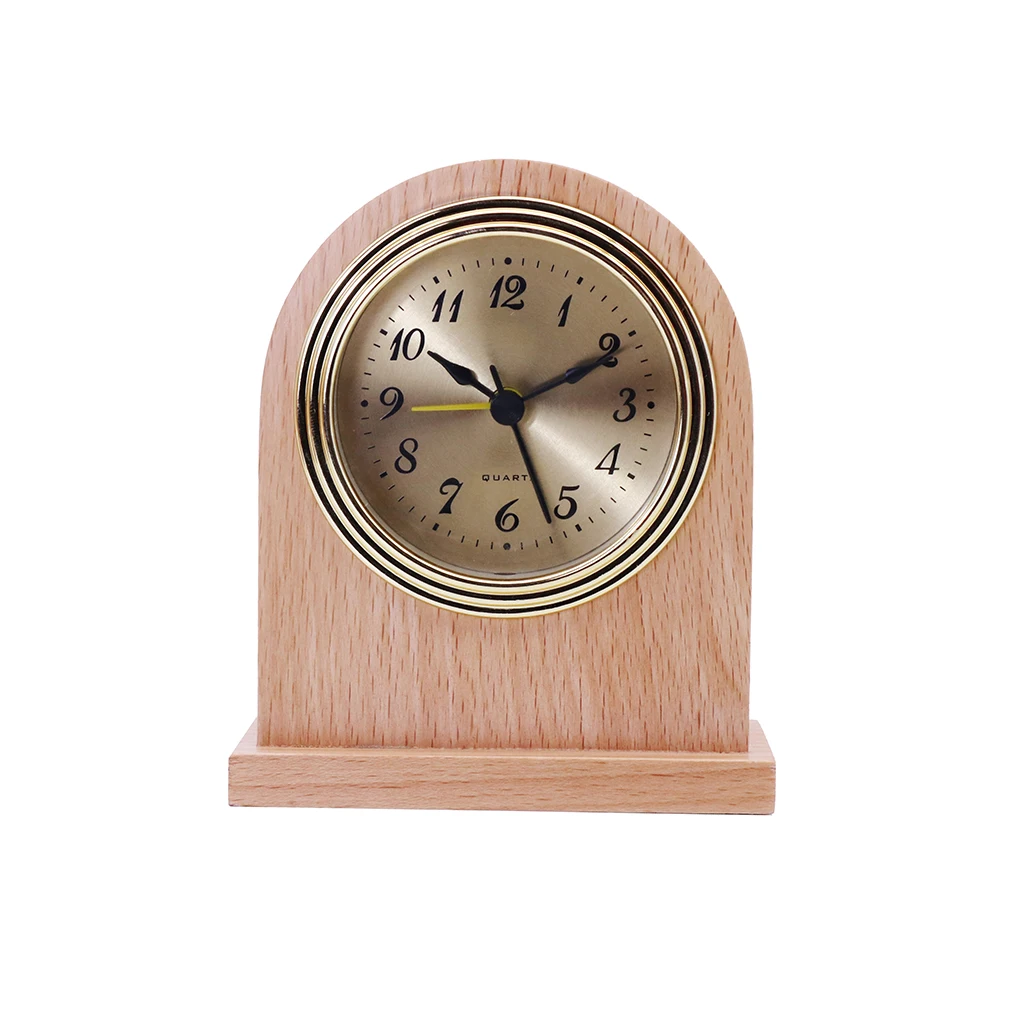 Natural wood colour table alarm clock, high quality wood desk clock