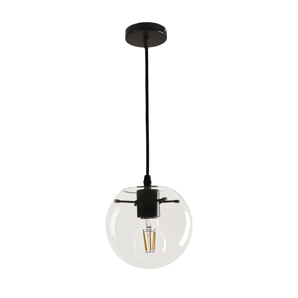 
Modern Clear Glass Pendant Light Industrial Style Globe Glass Lampshade Hanging Fixture for Kitchen Dining Room Led Pendant Lamp 