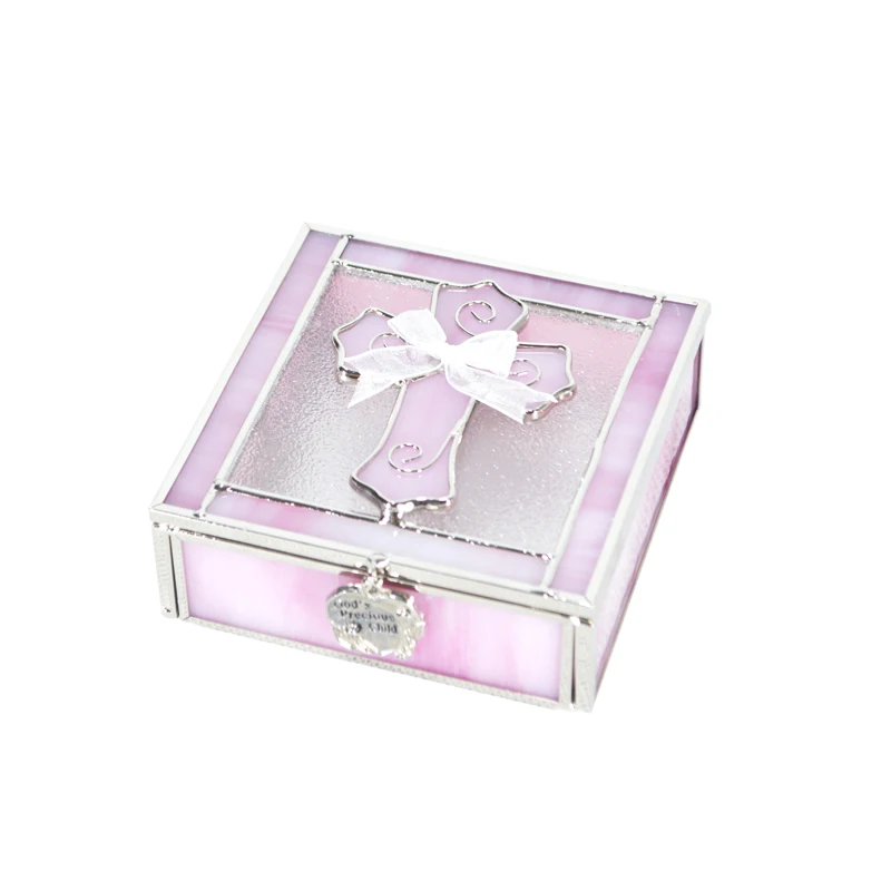 Factory wholesale custom stained glass box, Christian Cross jewelry box decoration gifts