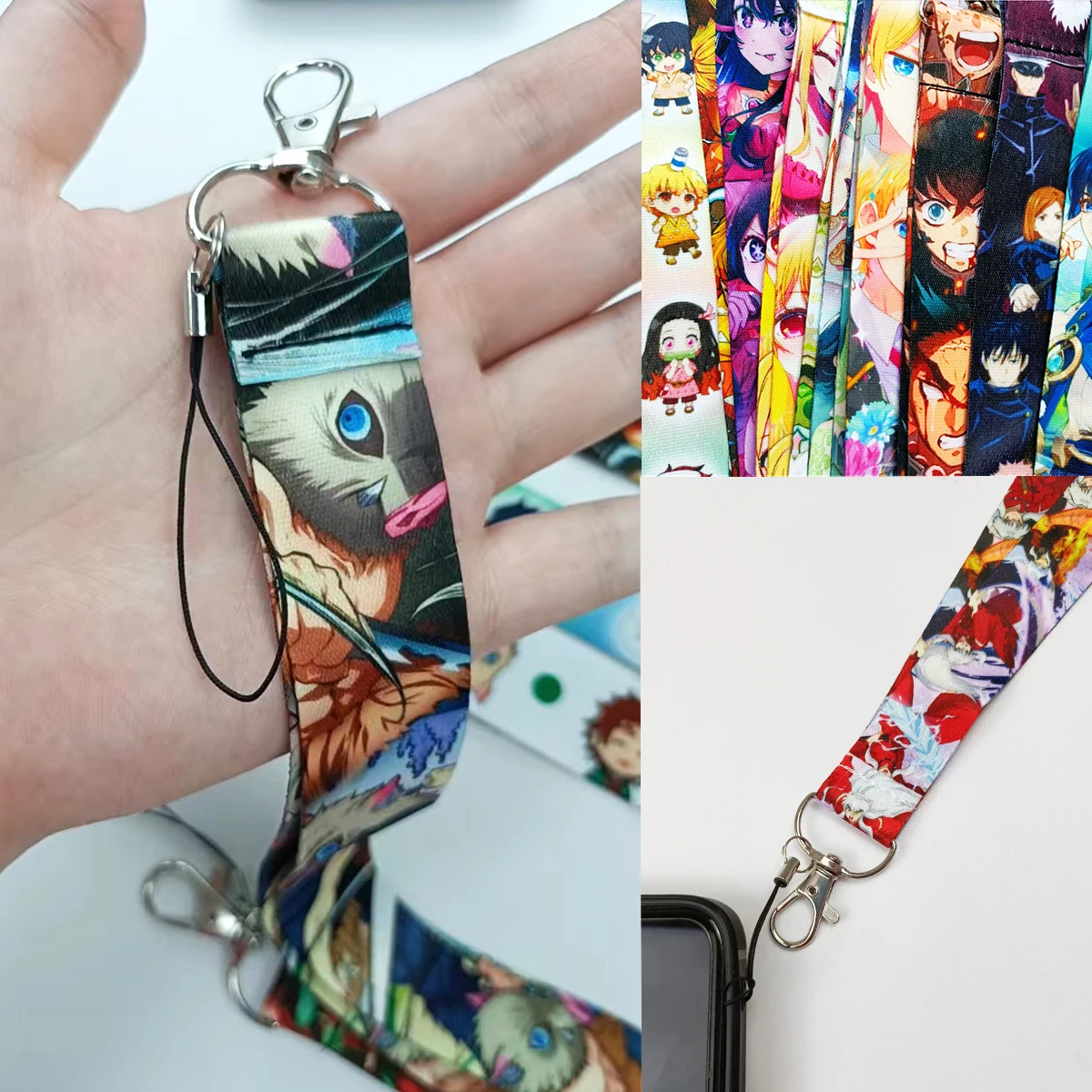 Design Demon Slayer  Neck Lanyard Anime Printed Pattern Strap ID Card Key Phone Keychain Lanyards for Fans