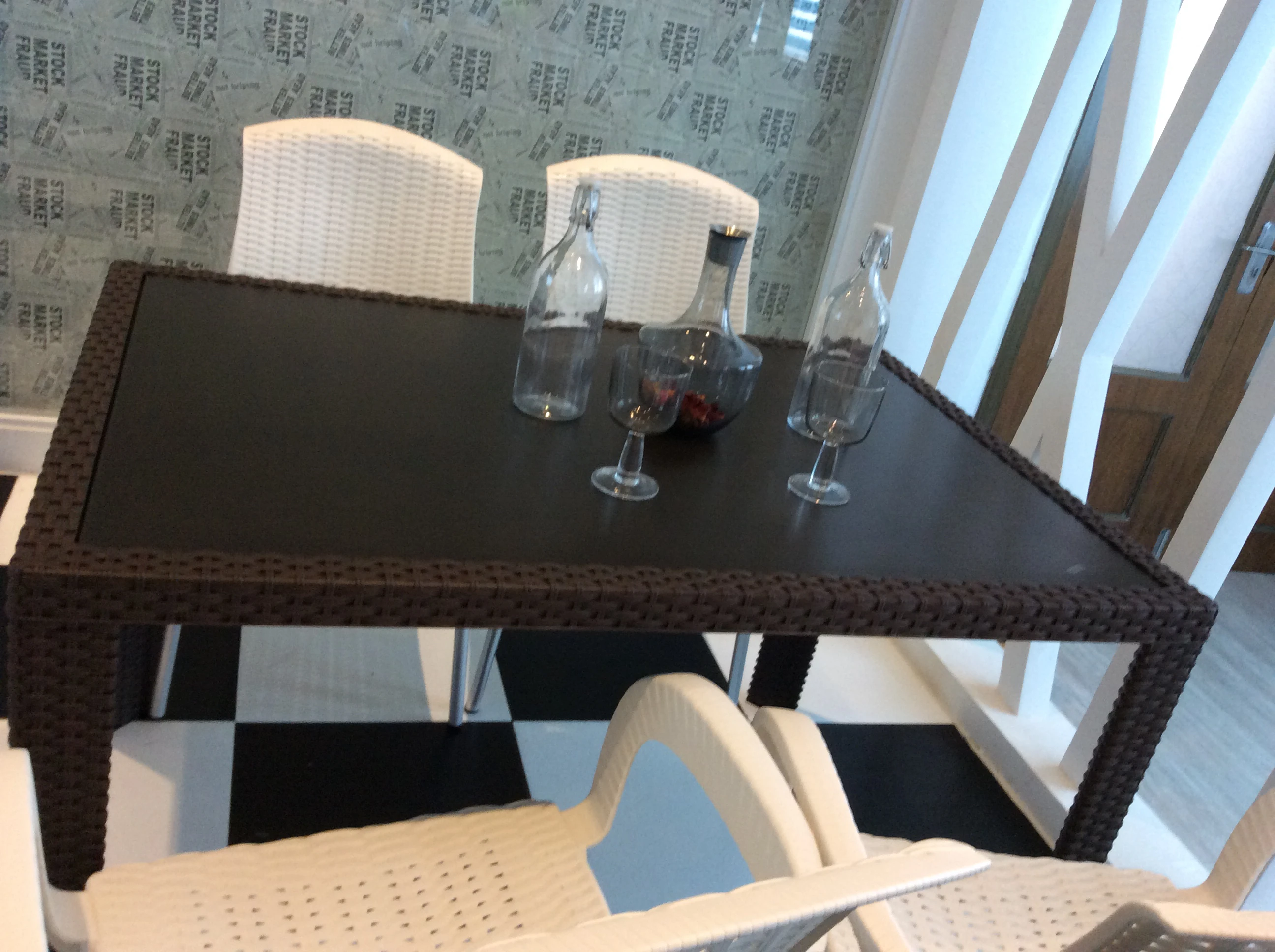 80*80cm Modern Furniture Glass Table Immtation Rattan Table Home Outdoor Restaurant Coffee Kitchen Glass Dining Tables For Sale