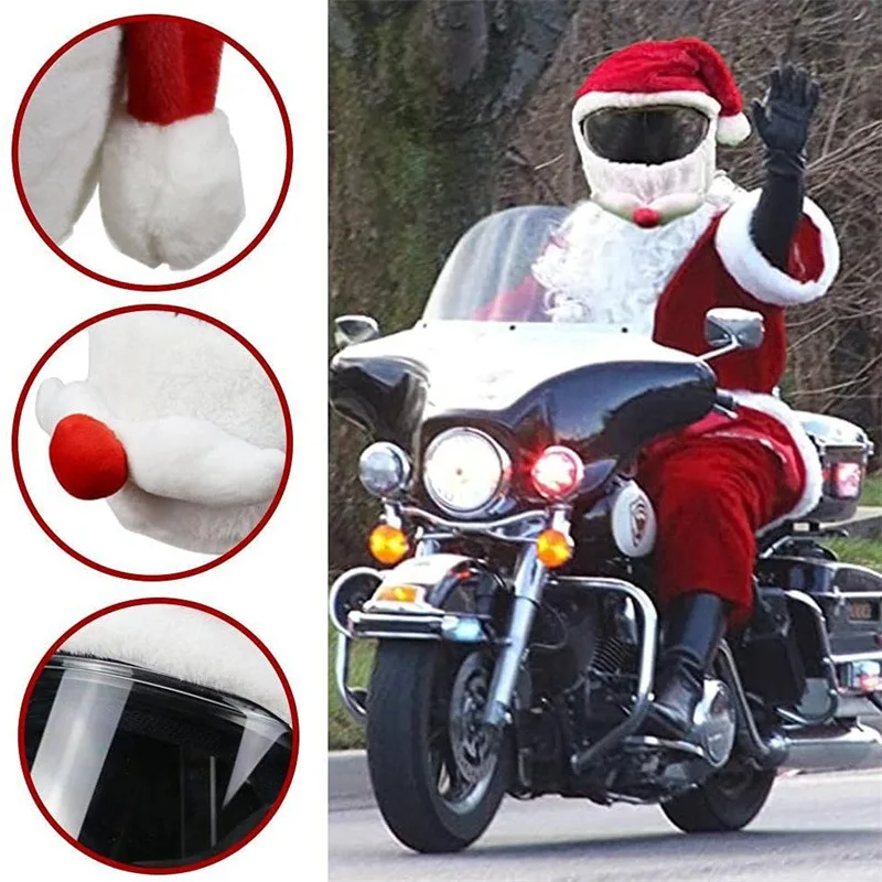 ZJFIT Cartoon Plush Helmet Cover Helmet Cover Luxury Santa Claus Motorcycle Helmet Cover