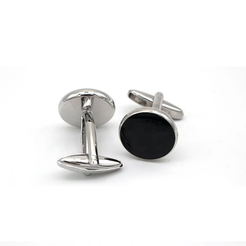 2024 new boyi Ready to ship round black soft enamel mens cufflinks and studs set tuxedo shirts