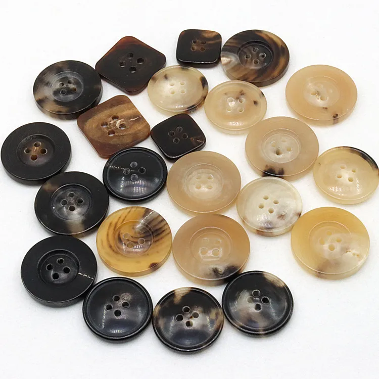 Inventory sales custom 4 hole black brown natural buffalo horn button