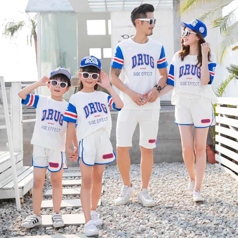 Outfits Summsimlar Boss Same Look Africana Fashion Tshirts Tie Shark Pants Sleeve Cotton Organic Family Suit