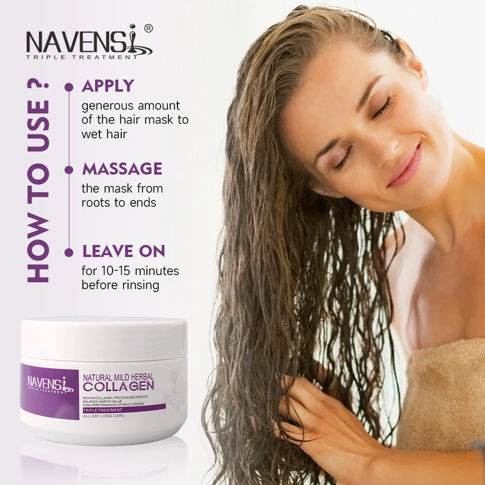 Navensi Professional Custom Made Best Natural Mild Herbal Collagen Repair Deep Moisturizing Hair Mask For All Hair Type