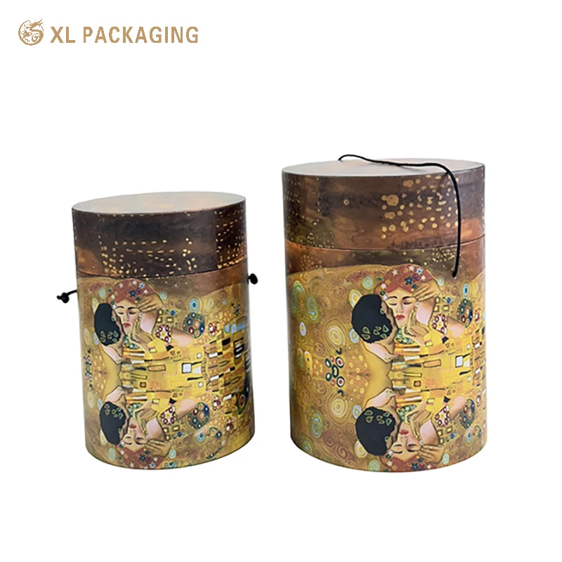 Bio-Degradable Paper Tube Gift Boxes Cylinder Cardboard Round Tube Packaging With Handle Rope