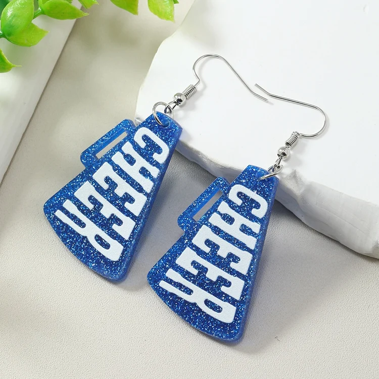 KQ-79 Glitter Cheerleading Squad Trumpet Cheer Acrylic Earrings