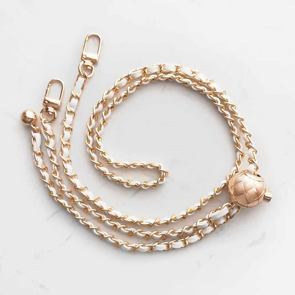 Bag Accessories Bag Chain DIY PU Leather Metal Bags Strap Adjustable Shoulder Belt Chic Golden Ball for Crossbody Replacement