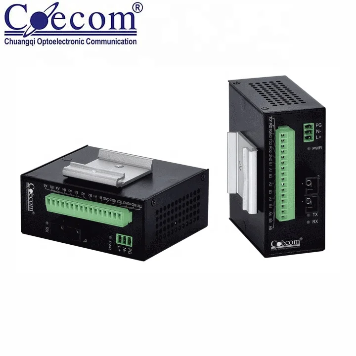 ROHS Single Channel Fiber Modem DIN RS232 / 422 / 485 Serial Port Fiber Modem Single Mode ST Fiber Modem