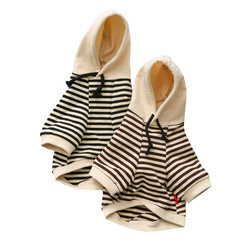 New Fashion cotton striped Pet hoodies clothes for puppy and Cat Match Outfits Matching Dog onwer women Clothes