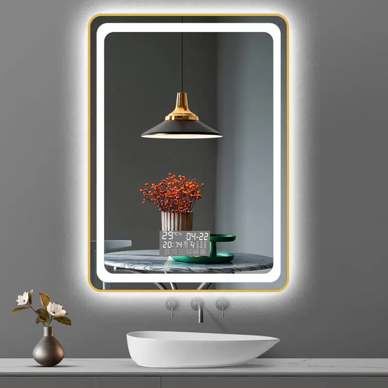 Modern style square Intelligent bathroom mirror LED backlight demist smart mirror wall mirror