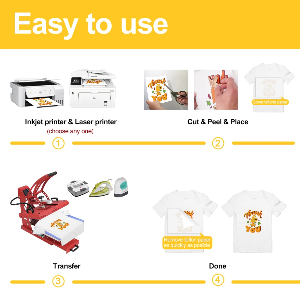 Manufacturer Supply inkjet A4 A3 8.5*11 tshirt heat transfer paper for light fabric