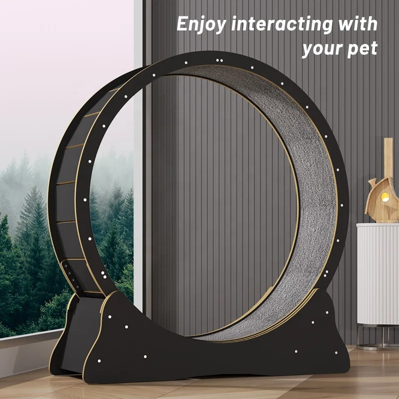 OEM ODM Interactive Anti-depression Fiber board Wooden Pet Tread Exercise Running Wheel Cat Pet Dog Fun Treadmill Toy