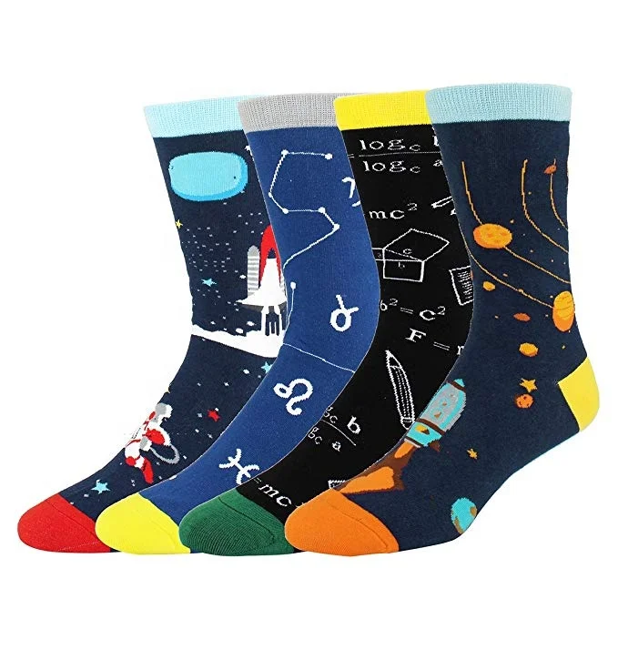 Novelty Funny Space Crew Crazy Fun Math Astronaut Rocket Galaxy socks