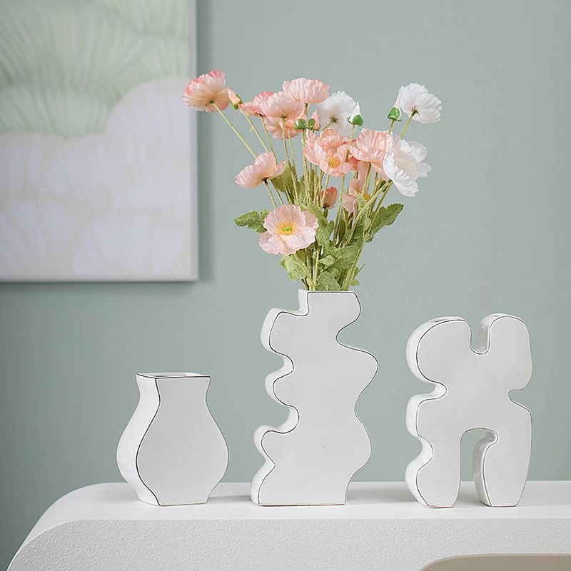 Original Design Creative Modern Ceramic Vase Cheap White Indoor Decorative Flower Vase For Home Decor