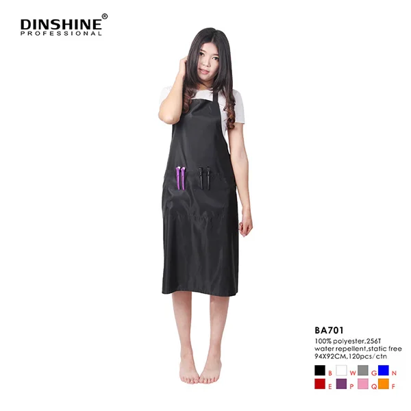 Polyester Waterproof Customized Beauty Hairdresser Apron Work Nail Salon Apron With Tool Pockets