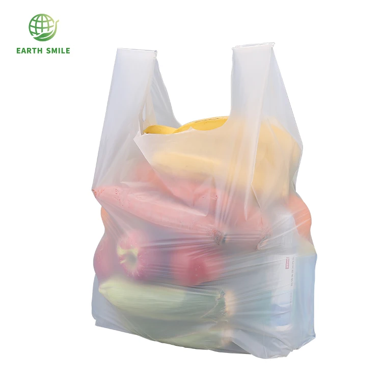 Factory Price 100% Plastic Free and 100% Biodegradable Compostable T Shirt shopping bag