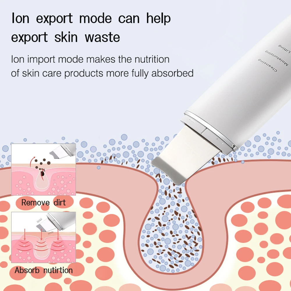 Electric Vibration Face Spatula Facial Ultrasonic Skin Scrubber with Heating Function