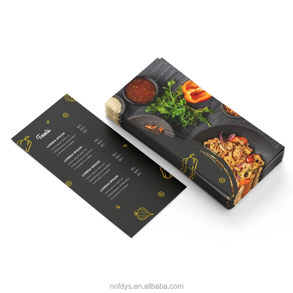 Customized Restaurant Take Out Menu Printed Flyer Trifold Brochure Advertising Leaflet Takeout Menu Printing