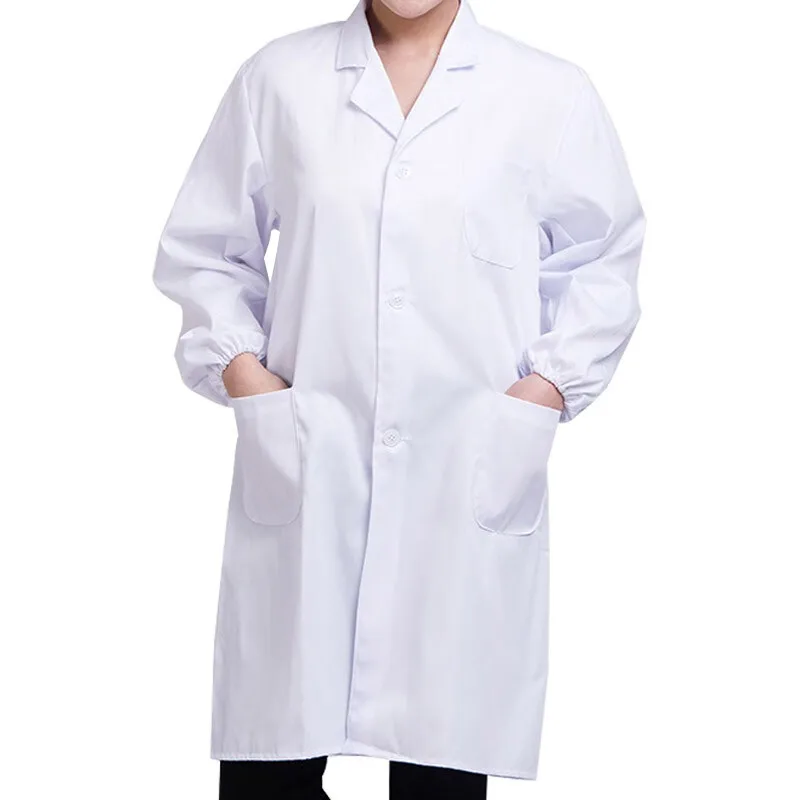 Белое пальто для мужчин и женщин с длинным рукавом Медицинская медицинская униформа медсестер коротким оптовая продажа медицинское