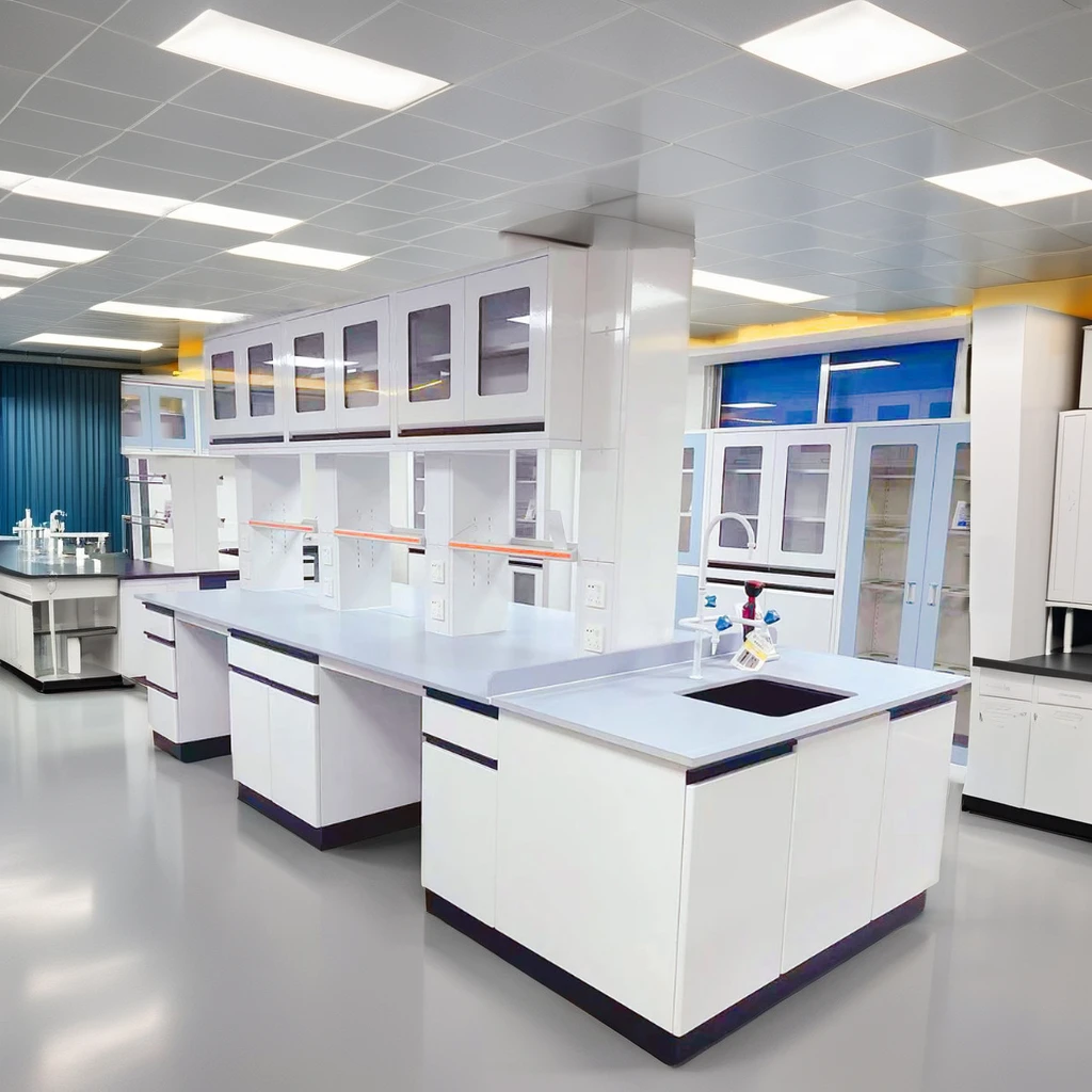 High Tech Performance Epoxy Resin Powder Coated Blue Lab Furniture Chemical Corrosion School Computer Bench Calibration Casework