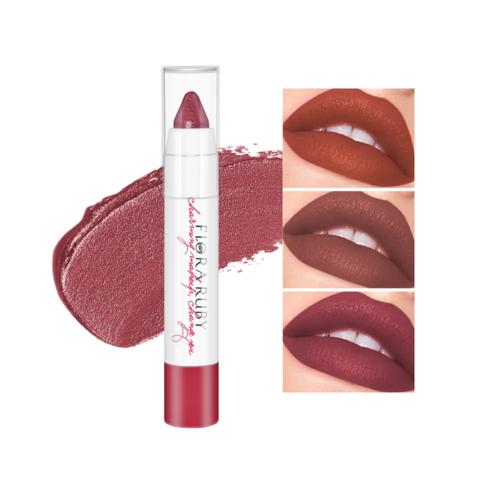 Flora Ruby vegan long lasting matte brown pink lip pencils gloss tint glaze lipstick private label lip liner pencils stain