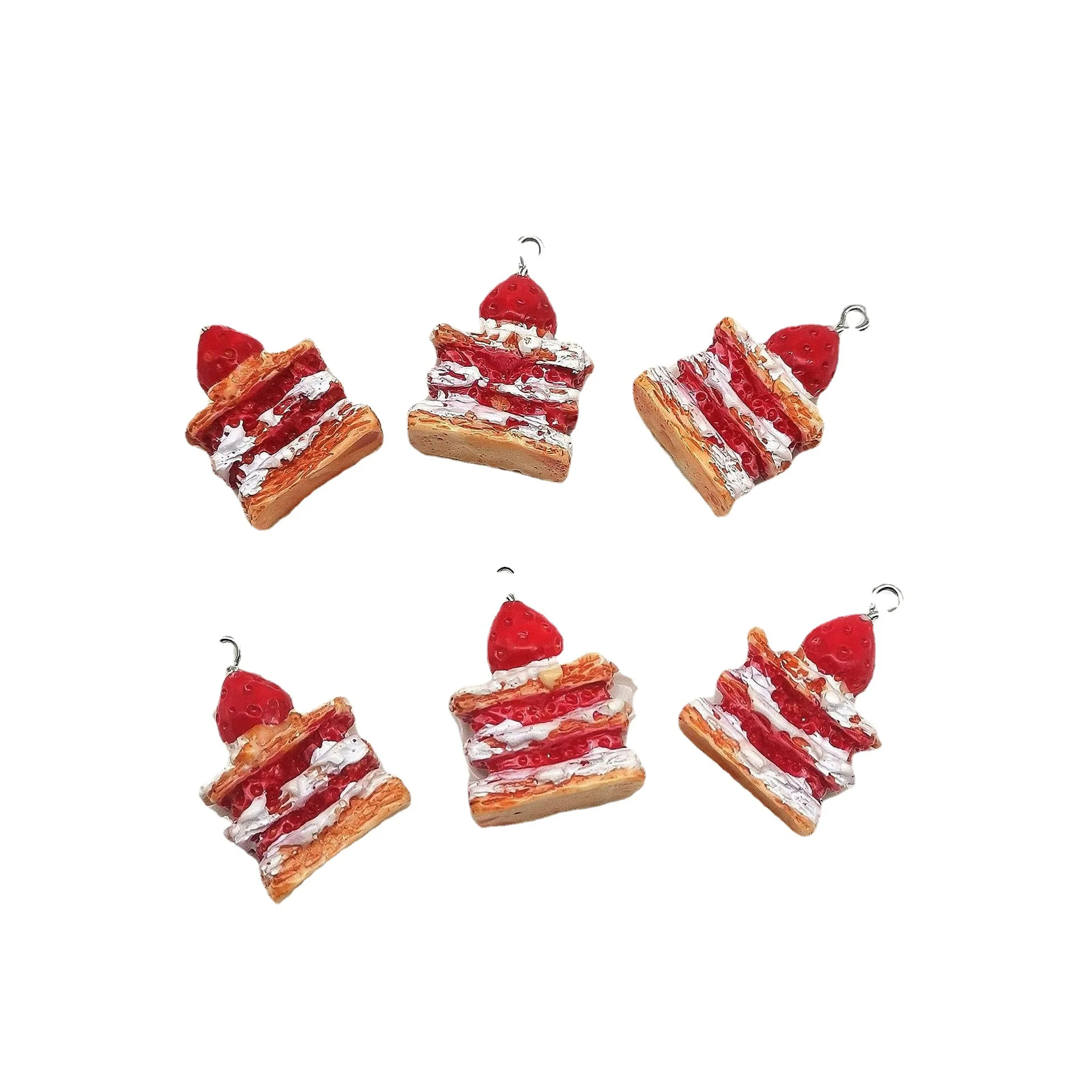 3D Strawberry Cake Food Resin Charms DIY Craft for Earring Key Chains Jewelry Making