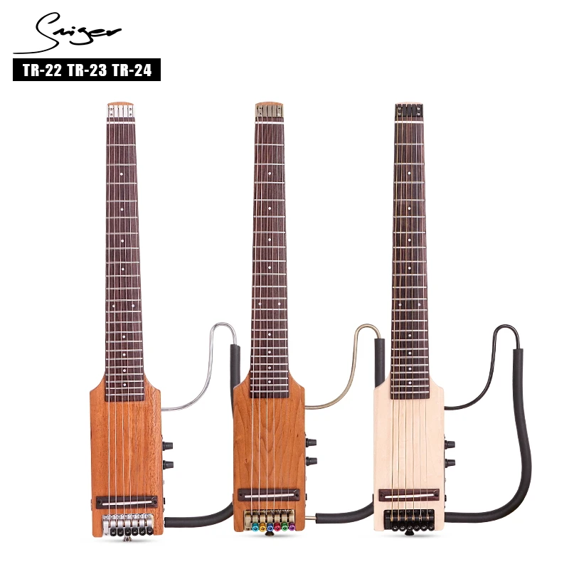 Smiger new design hot-selling headless silence small size types of material travel friendly neck through body electric guitar