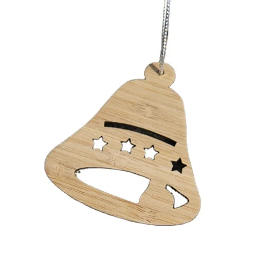 Деревянная бирка с колокольчиком для рождественской елки, подвесное украшение