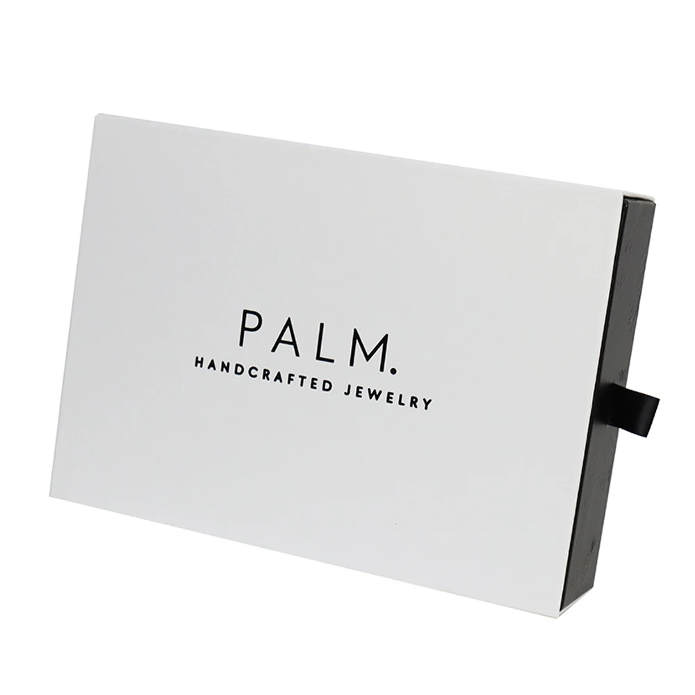 Custom Print Logo White Rigid Paper Cardboard Jewelry Watch Packaging Drawer Sliding Gift Box