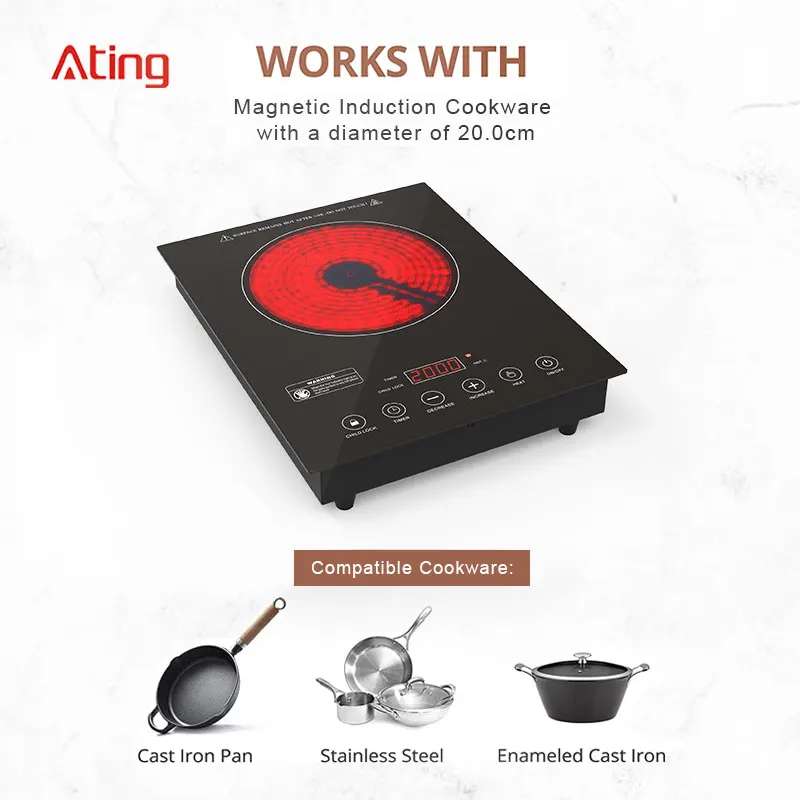 2000w infrared cooker electric ceramic built in cooktop wok hot plate induction cooker
