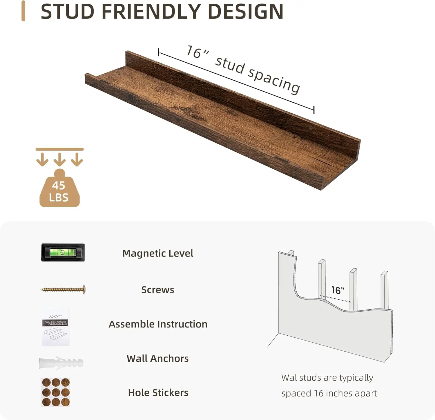 Set of 4  Picture Ledge Shelves Photo Ledge Nursery Book Shelves Wall Mounted for Living Room Kids Room Bedroom